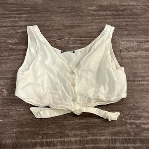 ⚪️Brandy Melville crop white linen tank top